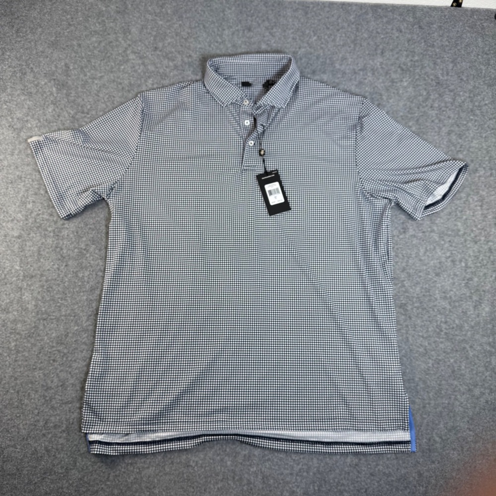 RLX Ralph Lauren Mens XL Magnolia Lane Blue Gingham Performance Golf Polo Shirt